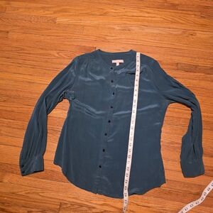 Banana Republic Green Silk Button-Down Blouse
